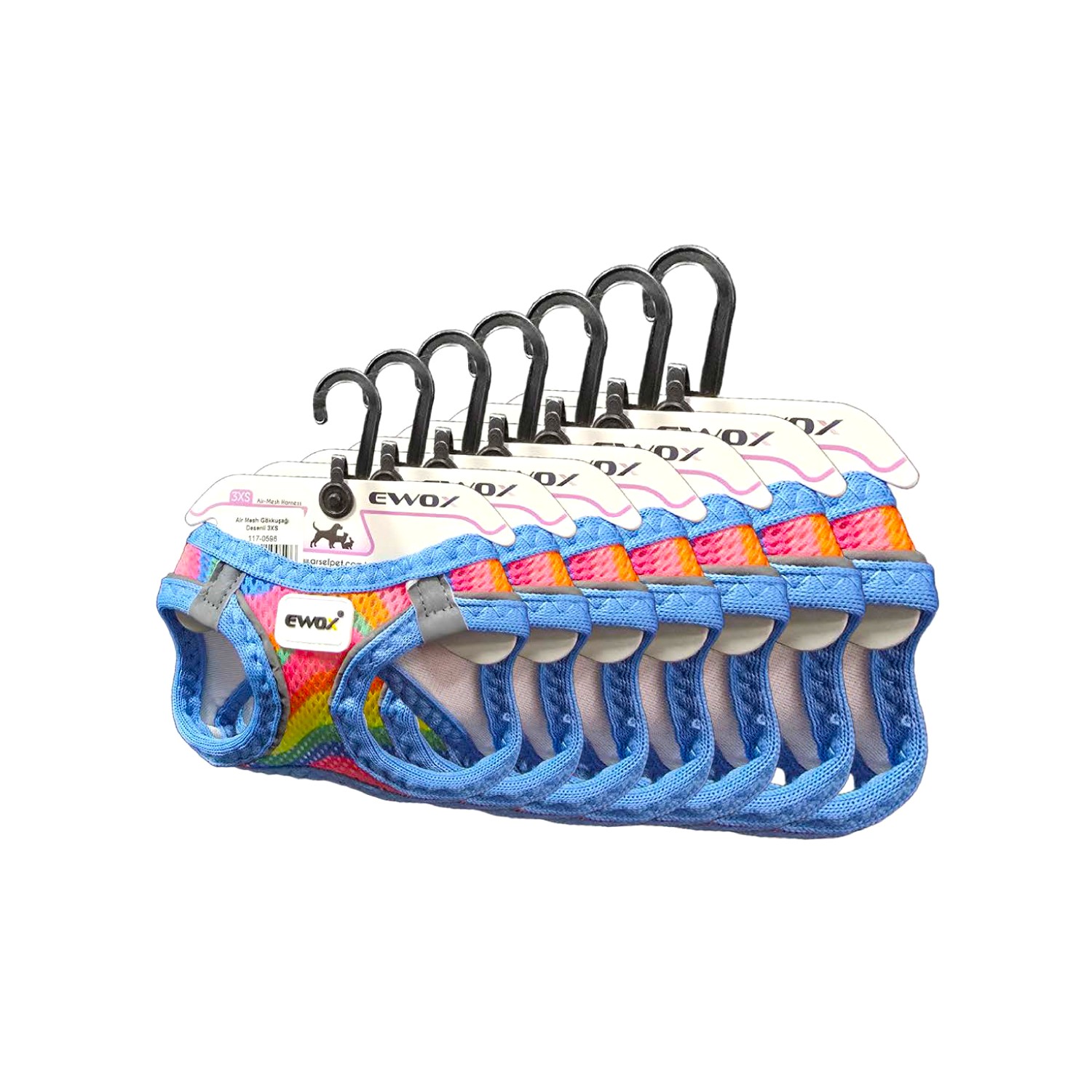 Air Mesh Gökkuşağı Desenli Göğüs Tasması Seti (3XS–XL) - 1
