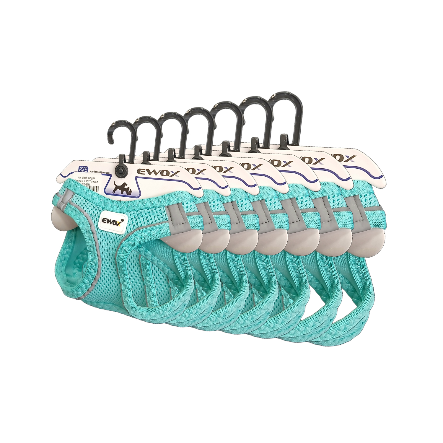 Air Mesh Göğüs Tasması Turkuaz Set (3XS–XL) - 1