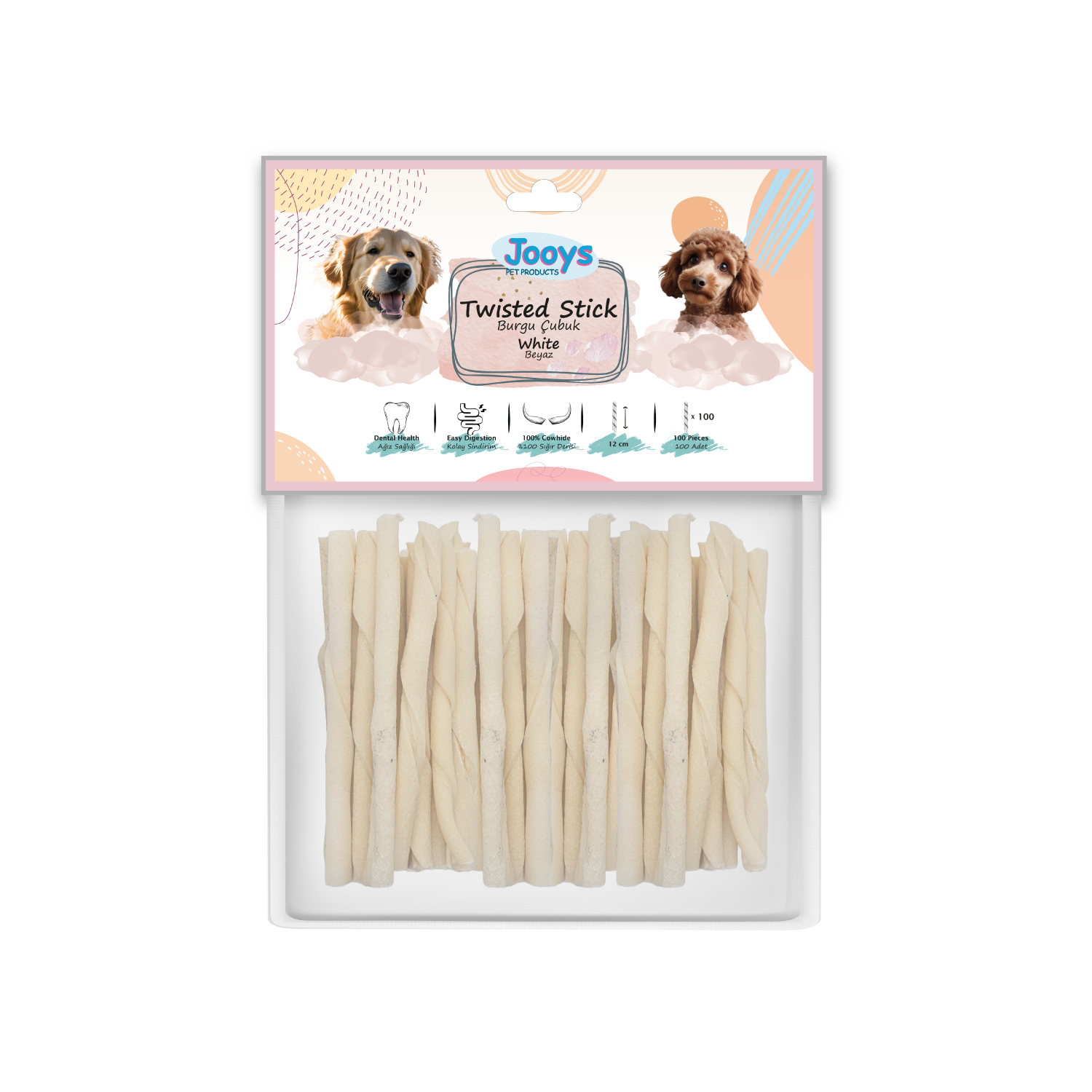 Jooys Beyaz Burgu Çubuk 12 cm – 100’lü - 1