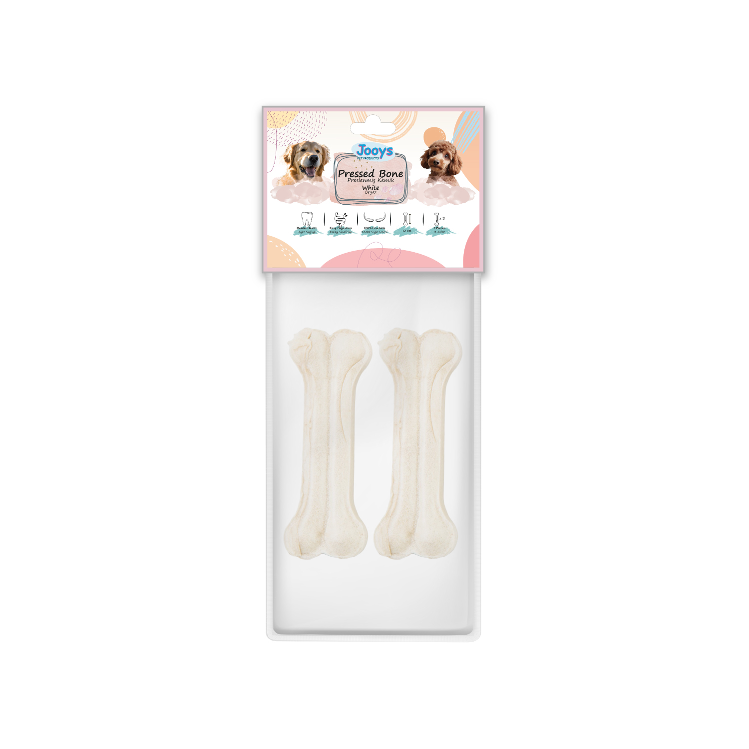 Jooys Beyaz Pres Kemik 12 cm – 2’li - 1