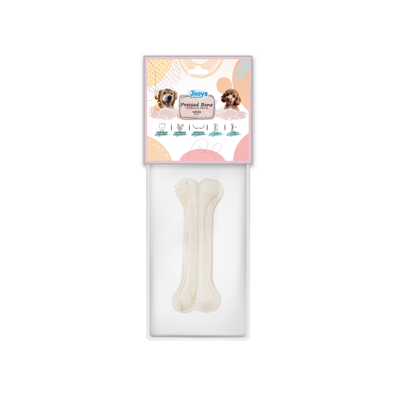 Jooys Beyaz Pres Kemik 15 cm – 1’li - 1